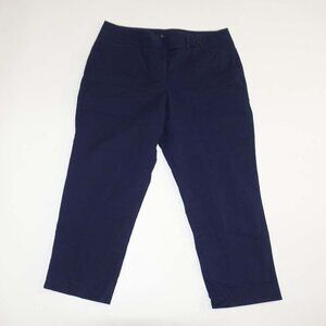 Talbots Women's Curvy Cropped Pants Size 8 Petite Navy Blue High Rise Flat Front